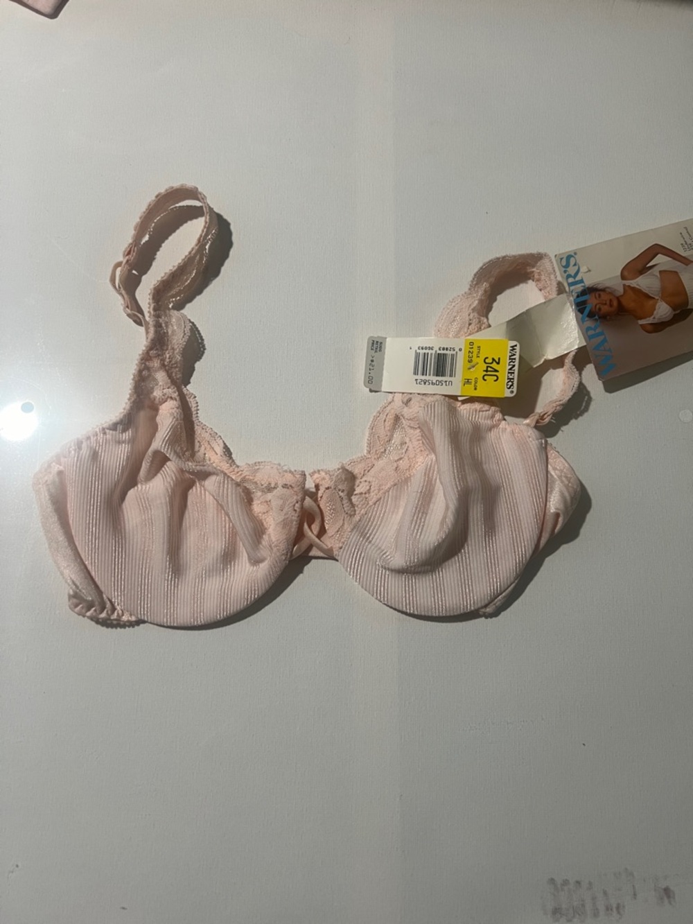 Warner's Pale Pink Lace-Trim Underwire Bra